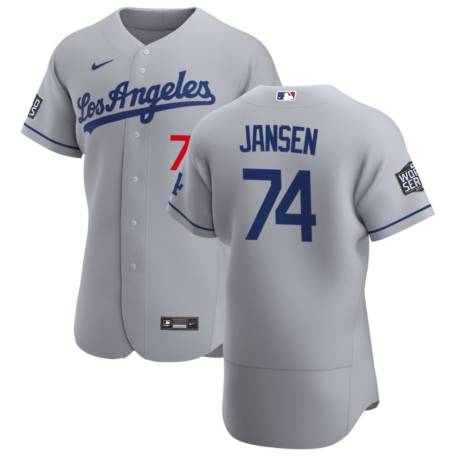 Los Angeles Dodgers #74 Kenley Jansen Men Nike Gray Road 2020 World Series Champions Authentic Team MLB Jersey->los angeles dodgers->MLB Jersey
